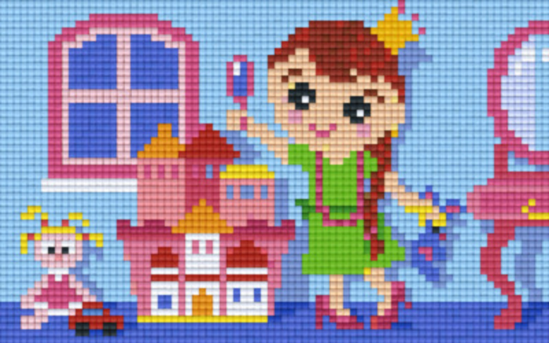 Girl Playing Two [2] Baseplate PixelHobby Mini-mosaic Art Kits image 0